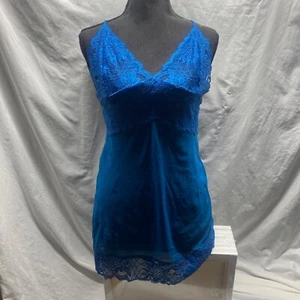 Vintage FREDERICK'S OF HOLLYWOOD Spitzen Nachthemd Negligee Schlupfkleid blau Satin XL - Bild 1 von 7