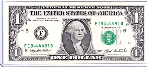 1993 $1 FRN Unc Fancy RADAR 1944 Birthday Anniversary Year Serial #F19444491B - Picture 1 of 2