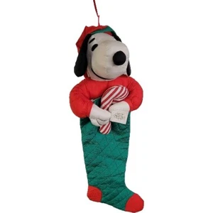 Vintage 1990 Dandee Snoopy Peanuts Christmas Jumbo 36" Nylon Plush Stocking Gift - Picture 1 of 19