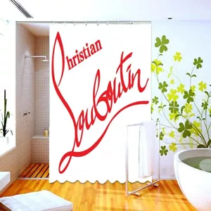 New 90s Christian Louboutin Logo Shower Curtain 60 x 72 Inch With Hooks - Picture 1 of 4