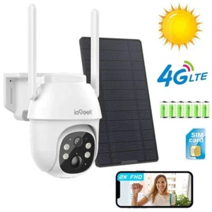 ieGeek 2K Solar PTZ 360° CCTV 4G LTE Cellular Security Camera Outdoor +Sim Card - Picture 1 of 9