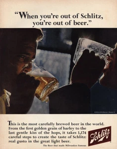 1966 Schlitz Beer: When You're Out of Schlitz Vintage Print Ad - Picture 1 of 1