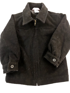 Gymboree boys wool black coat jacket front zipper size 4