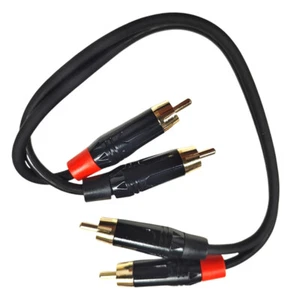 NEW Two-RCA Male/Male Gold-Plated Premium OFC Black Audio Cable 1ft - Picture 1 of 5