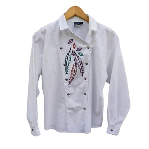 Vintage 80s Rough Rider Women's Button Up Native American Embroidered Western - Picture 1 of 6