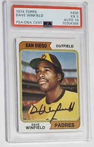 1974 Topps DAVE WINFIELD #455 RC PSA 5 EX 10 Auto Autograph Rookie RC  - Picture 1 of 2