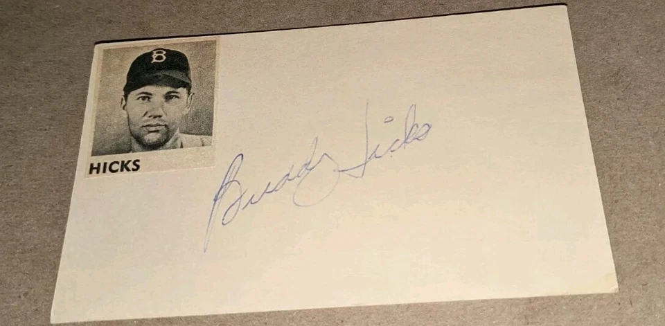 Buddy Hicks Brooklyn Dodgers Custom Signed Index Cut W/Our COA  - Image 1 of 1