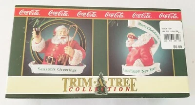 Coca-Cola Trim a Tree Collection Seasons Greetings Happy Year 1992 Set of 2 - Image 1 of 2