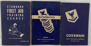 Lot of 3 Naval Training Manual NAVPERS 10081 10620 10007 First Aid Math Coxswain - Picture 1 of 13