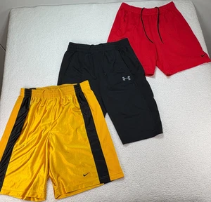 NIKE Athletic Running Basketball Shorts Mens Size Large Lot of 3 Under Armour - Picture 1 of 10