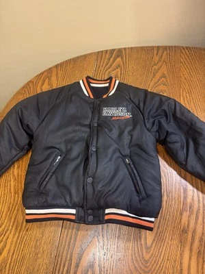Chaqueta Bomber Harley Davidson Juvenil/Cuero Botón Niños Talla Reversible Foto 1 de 4