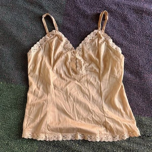 Vintage 70s Union Made Tan Floral Camisole - Size Medium - Picture 1 of 5