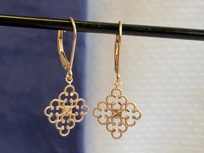 Pendientes de oro rosa de 14K 1,3 g joyería fina filigrana gota/cuelga patas Foto 1 de 4