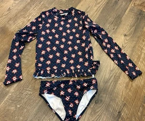 Janie and Jack Long Sleeve Rashguard Girl's Sz 12 Swimsuit Bathing Suit - Picture 1 of 4