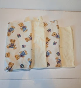 Vintage Daisy Kingdom Teddybär Baby Empfangsdecke Denim Overall Spielzeug Block - Bild 1 von 8