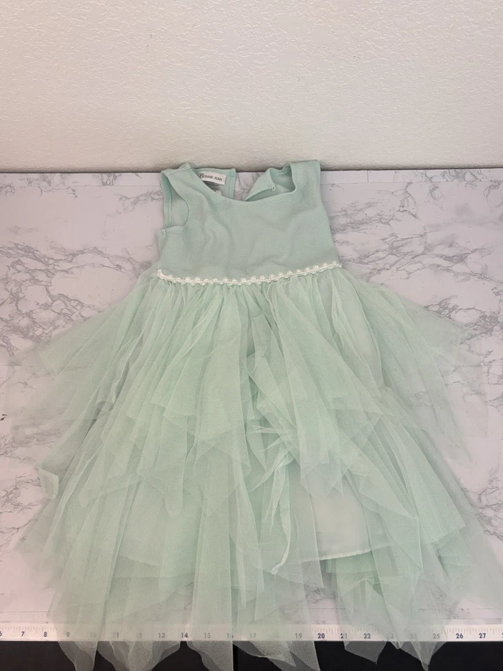 Bonnie Jean Girls Dress Size 5 Light Green Mint Back Button Tutu Sleeveless E1 - Image 1 of 4