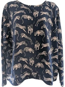 Blusa para mujer H&M manga larga azul marino temática tigre - talla L - Imagen 1 de 4