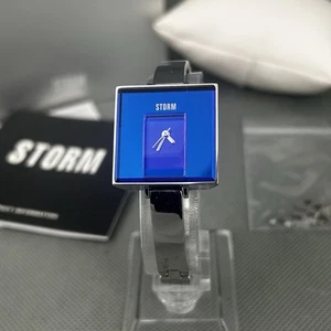 Storm Womens Tavi Watch Silver S.Steel Blue Dial Square Ladies New Battery Boxed - Picture 1 of 20