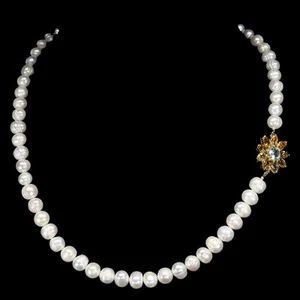Collana In Argento Sterling 925 Con Topazio Rotondo, Citrino E Perla Gemma 21in - Foto 1 di 14