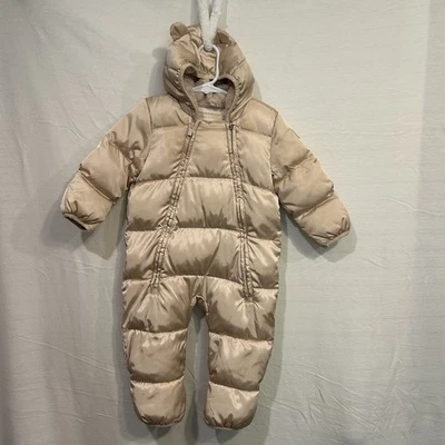 Baby Gap Snowsuit Bunting 12-18 Months Hooded Champagne Gold Color Warmest - Image 1 of 4
