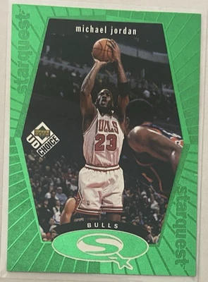 Michael Jordan 1998-99 UD Choice Starquest verde inserto paralelo #SQ30 bonita copia Foto 1 de 4