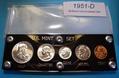 1951-D MINT SILVER SET U.S. COINS LUSTROUS CHOICE to GEM BRILLIANT UNCIRCULATED - Image 1 of 4