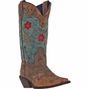 Laredo Western Womens Boots Miss Kate Floral Brown Teal 52138 - Picture 1 of 6