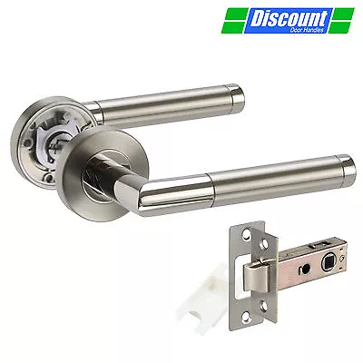 Interior Door Handles with Duo Stainless Steel Door Handles on Rose - Image 1 of 3