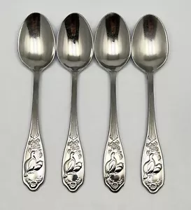 Spode Wallace Woodland Quail Floral Stainless Soup Spoon 6 3/4 4Pc Set - Picture 1 of 12