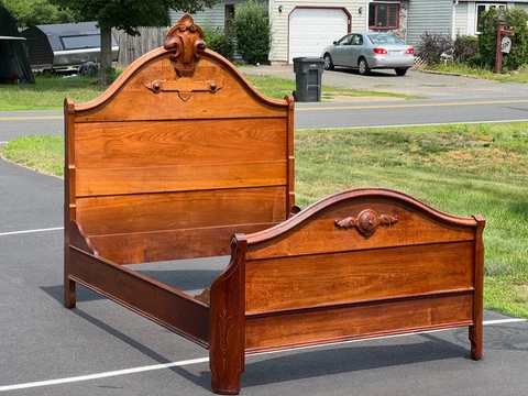Antique Victorian Oak Full Size Bed Cover