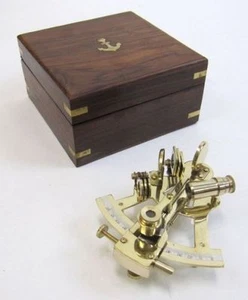 5" SEXTANT BRASS IN WOODEN BOX ~ NAUTICAL ~ MARITIME DECOR ~ PIRATE ~ MARITIME - Picture 1 of 1
