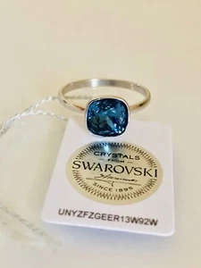 925 Sterlingsilber Ring verziert mit Montana Blau Swarovski Kristall - Bild 1 von 10