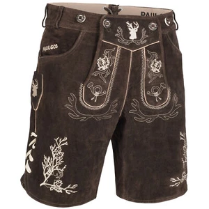 PAULGOS Herren Trachten Lederhose + Träger Echtes Leder kurz 3 Farben 44-60 HK3 - Bild 1 von 16