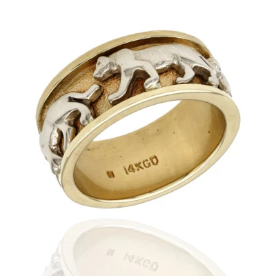 8.9mm Continuous Panther Eternity Band Ring in 14K Multi Color Gold - Image 1 of 4