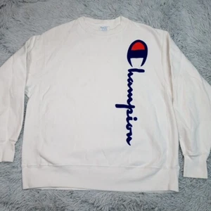 Felpa Champion Uomo XL Bianca Reverse Weave Spellout Logo Atletica Casual - Foto 1 di 10