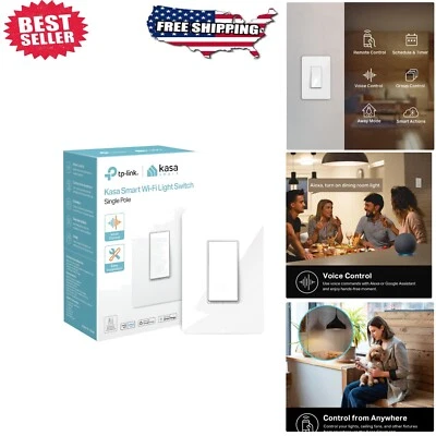 Wi-Fi Enabled Light Switch, Remote Control & Scheduling,  Certified Safety - Image 1 of 4