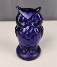 Vtg Mosser Glass Great Horned Owl Figurine Cobalt Blue