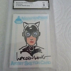 CATWOMAN WALDEN WONG ARTISTA CARTA SCHIZZO AUTOGRAFO DELL'ARTISTA 1/1 GRADO 9 L@@K - Foto 1 di 2