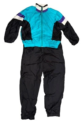 VTG Akita Wear Jogging Suit Men's XL Teal Black Purple Nylon Lined 90’s Retro - Image 1 of 4