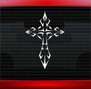 Cross #11 Christian Car Decal Truck Window Vinyl Sticker Iron Tribal 20 COLORS! - Picture 1 of 1