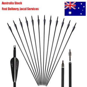 AU 31" Carbon Arrows Spine 500 For Archery Recurve Bow Hunting Arrows 12/24pcs - Picture 1 of 36