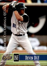 2005 Rancho Cucamonga Quakes Grandstand #5 Devin Day Gilbert Arizona AZ Card