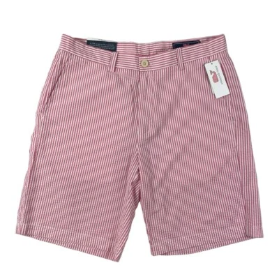Short masculino Vineyard Vines rosa branco algodão Seersucker tamanho 32 novo com etiquetas - Imagem 1 de 4