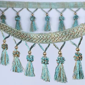 11 YARDS / 17 COLORS / MELINIA Beaded Ball Tassel Fringe Trim / Drapery, Upholst - Picture 1 of 18