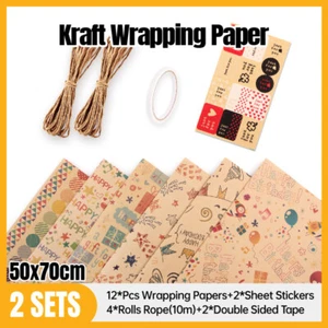 Musical Note Kraft Paper Valentines Birthday Gift Wrap Holiday Wrapping Paper AU - Picture 1 of 14