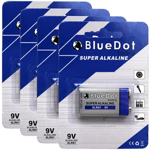 Brand New ~ Set of 4 ~ 9 Volt 9V BlueDot Alkaline Battery Batteries ~ US SHIPPER - Picture 1 of 2
