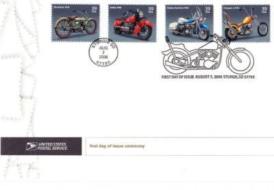 USPS First Day Ceremony Program #4085-4088 Motorcycles Cleveland Indian Harley - Image 1 of 3