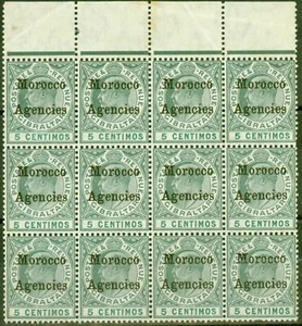 Morocco Agencies 1905 5c Grey-Green & green SG24 Good MNH Block of 12 - Picture 1 of 1