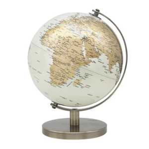 Globe Cream Gold 20cm For Home Office Knowledge Decoration Education - Picture 1 of 3