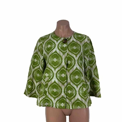 Chaqueta de lino para mujer Chicos talla 0 EE. UU. S Ikat Boho Art to Wear chaqueta de columpio costero Foto 1 de 4